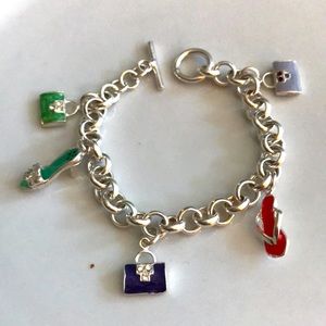 925 purse heels charm bracelet toggle clasp EUC